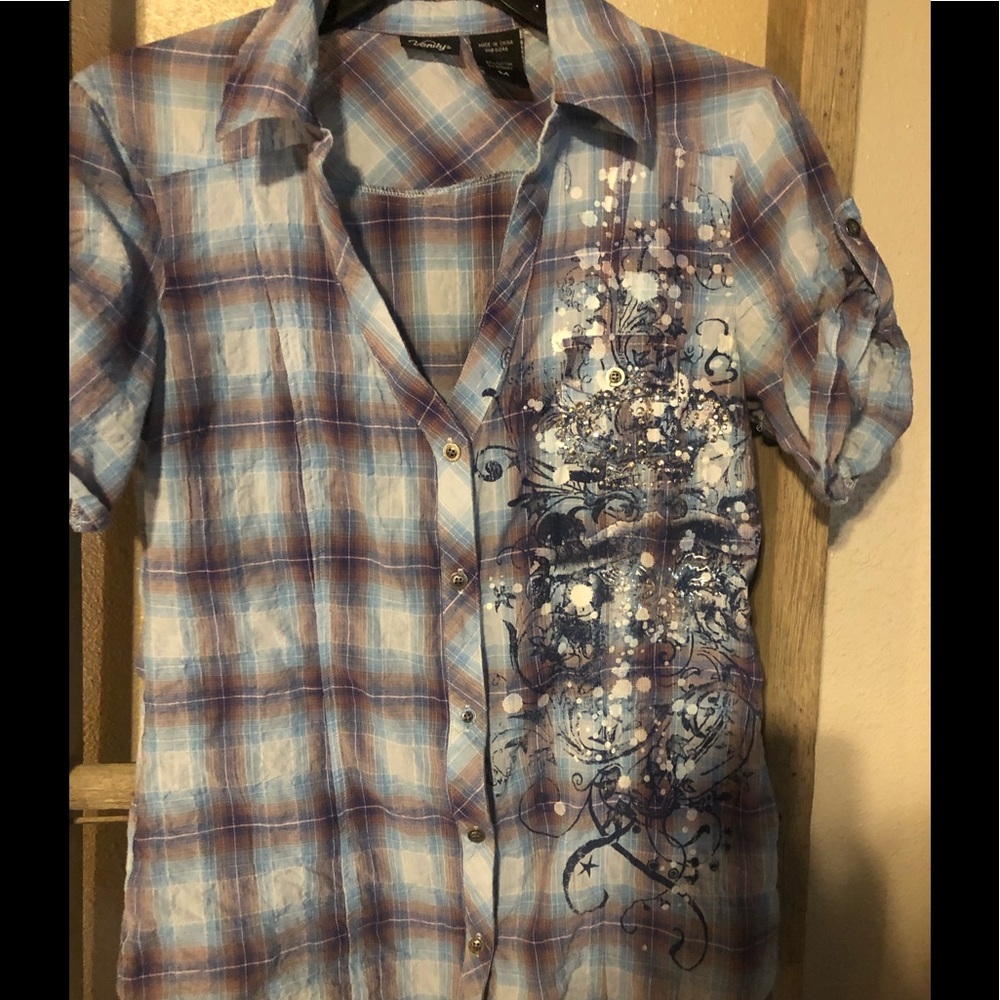 Blue button up shirt